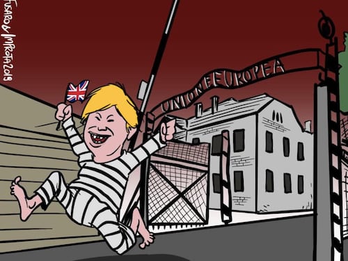 La Raggi caccia Marione dopo la vignetta choc sull'Ue come Auschwitz