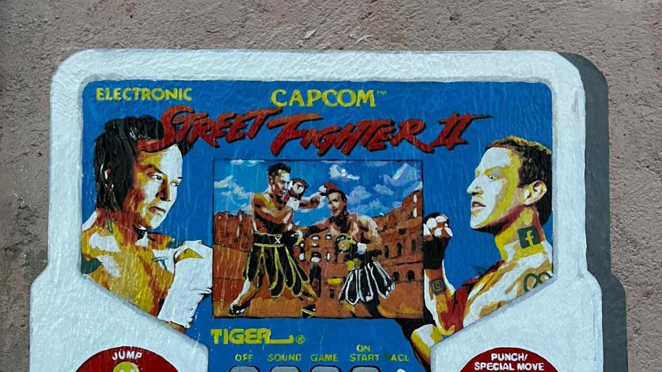 Musk e Zuckerberg come in Street fighter: spunta l'opera come un videogame anni '90