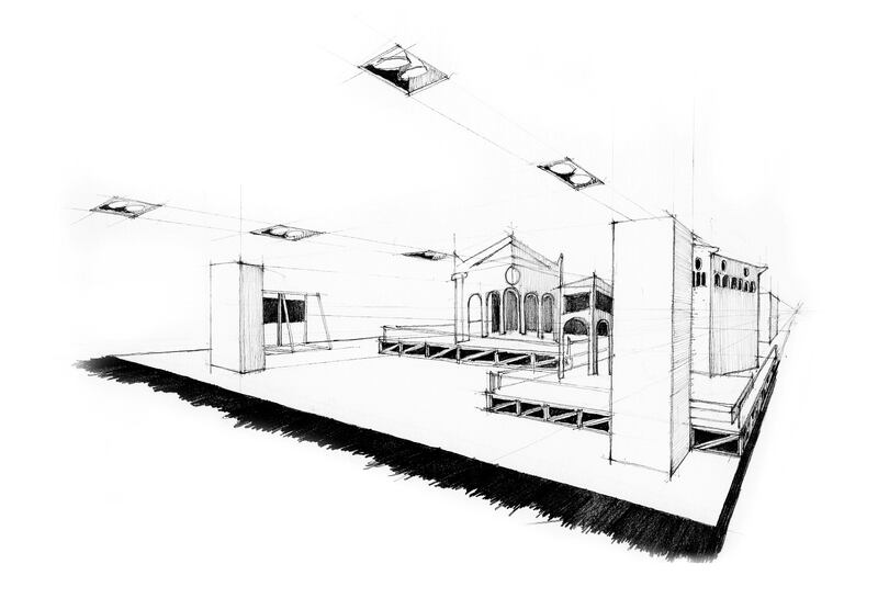 Schizzo dell'installazione del salone del Mobile a New York