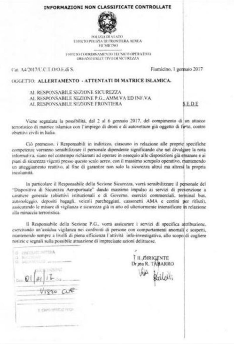 Le circolari delle questure: "Allarme attacco terroristico" 2