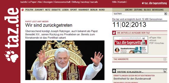 La notizia delle dimissioni del Papa sui giornali esteri 15