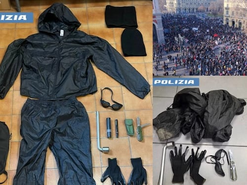 Passamontagna, spray, bastoni e coltelli: ecco le armi sequestrate agli antagonisti a Torino