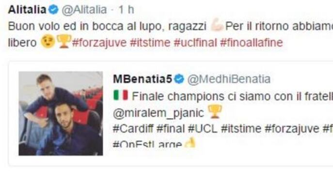 Juventus-Real Madrid e il messaggio di Alitalia