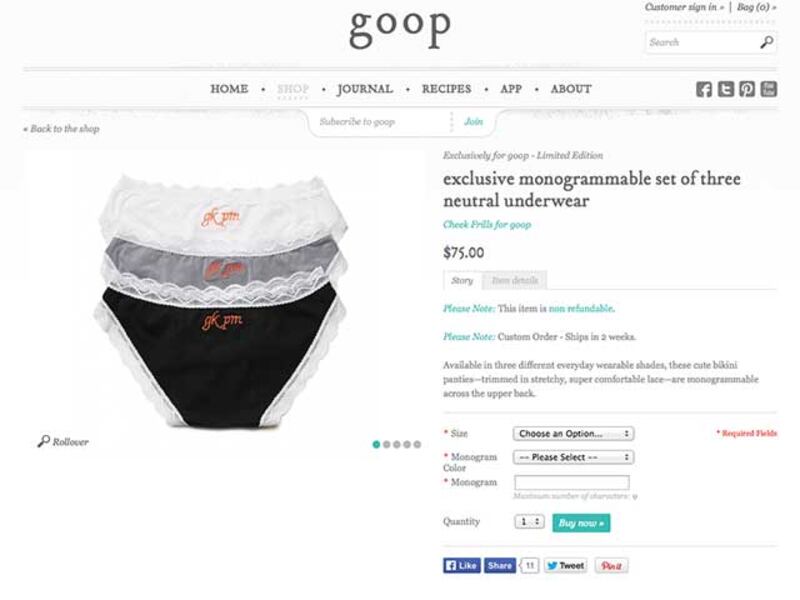 Gwyneth paltrow vende slip con le iniziali dell'ex marito 1