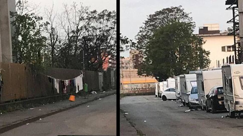 Rom padroni di Milano fanno bucato in strada e il Comune lascia fare