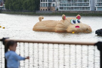 Londra, ippopotamo gigante naviga lungo il Tamigi 2