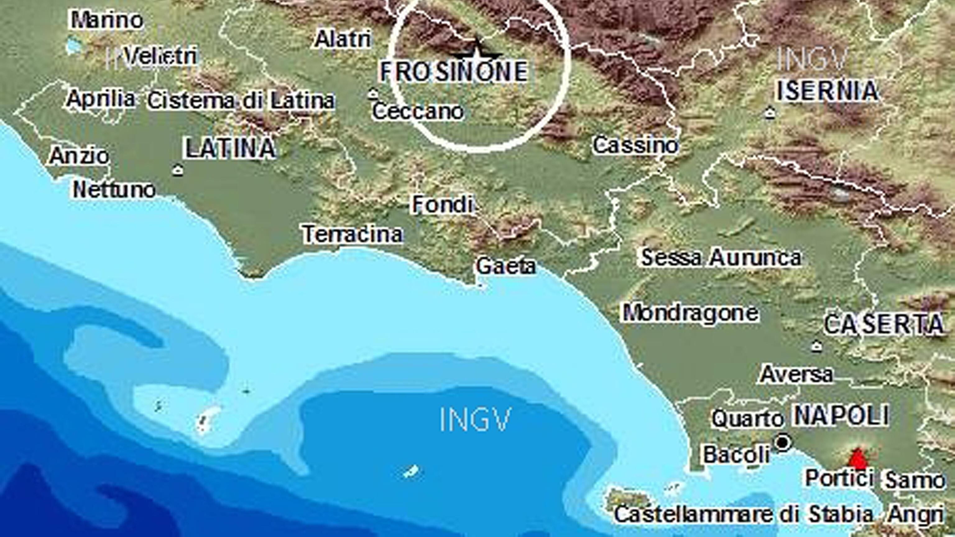 Terremoto in provincia di Frosinone