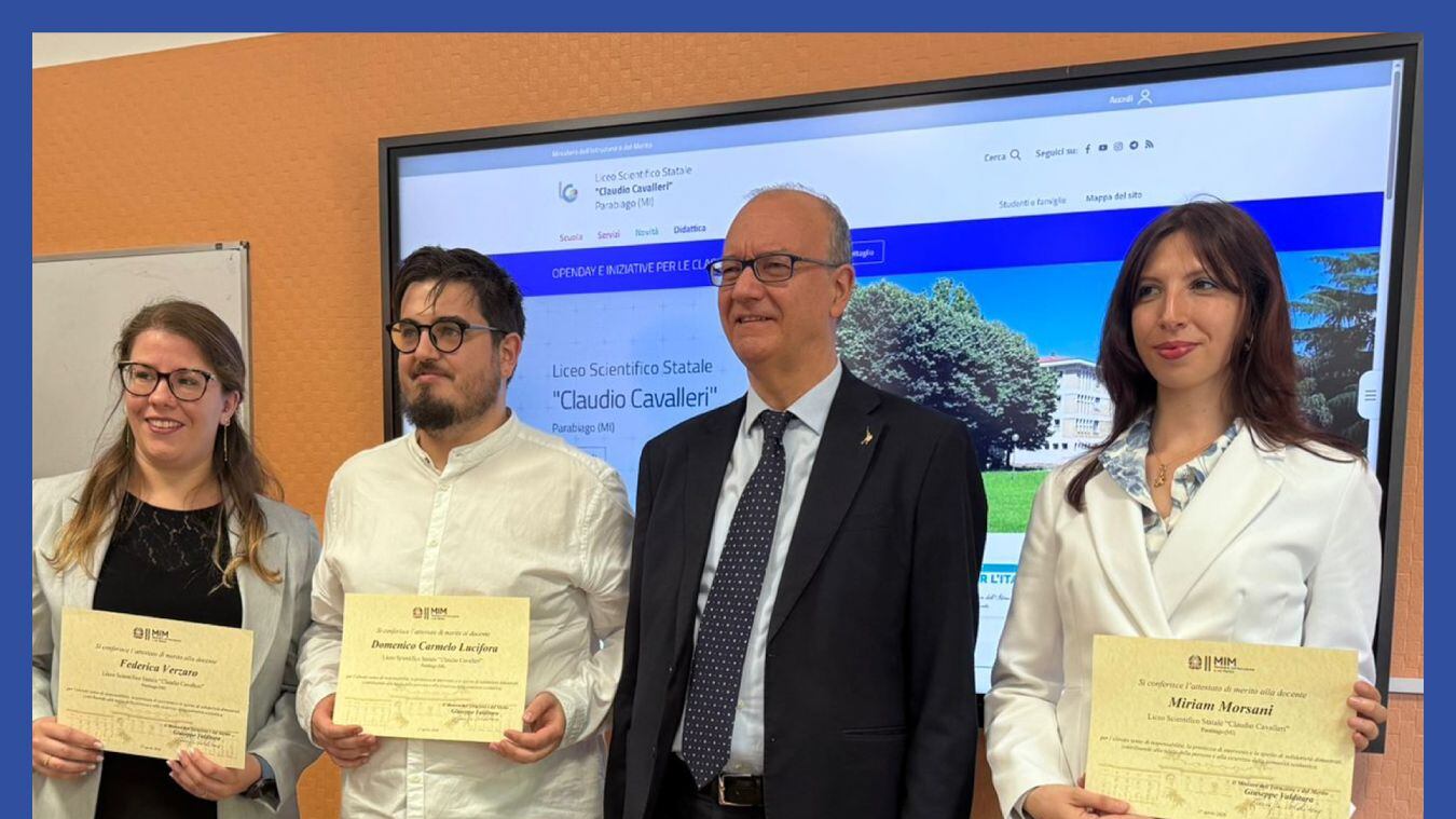 Valditara premia tre docenti dell’Istituto “Cavalleri” di Parabiago (MI) per un intervento durante una gita scolastica