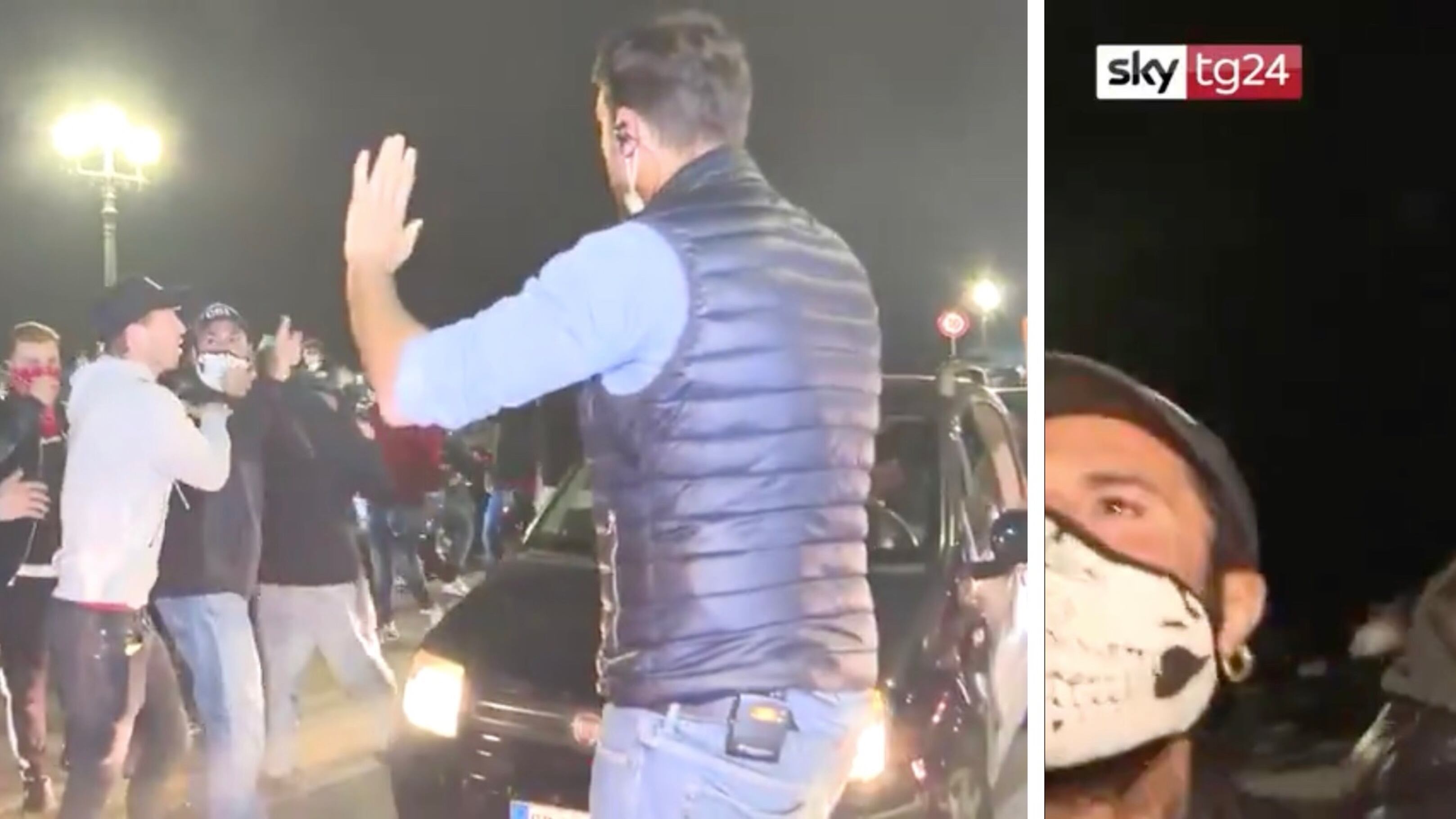 Giornalista di Sky picchiato in diretta tv durante gli scontri di Napoli