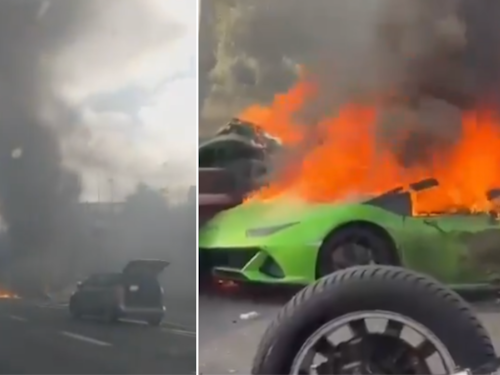 Lamborghini si schianta e prende fuoco sull’A3: morti padre e figlio