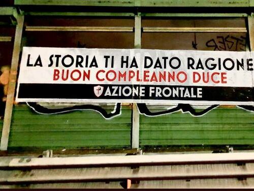 "Buon compleanno Duce": blitz di Azione Frontale sul Gra