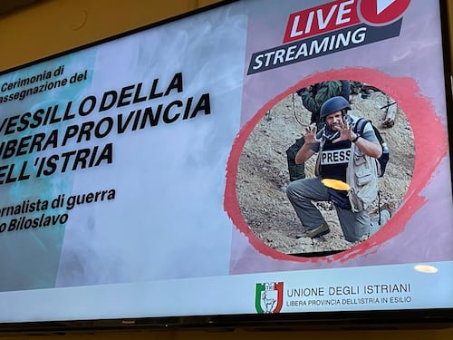 A Fausto Biloslavo il Vessillo della Libera Provincia dell’Istria