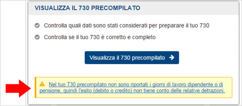 Errore nel 730 precompilato