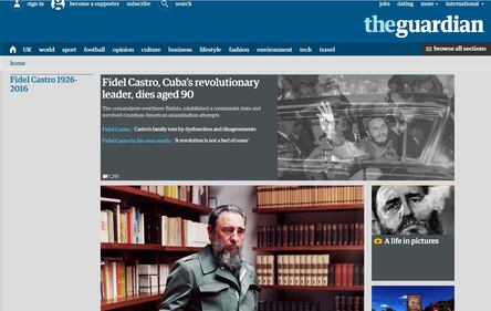 La morte di Castro sui siti di tutto il mondo 7
