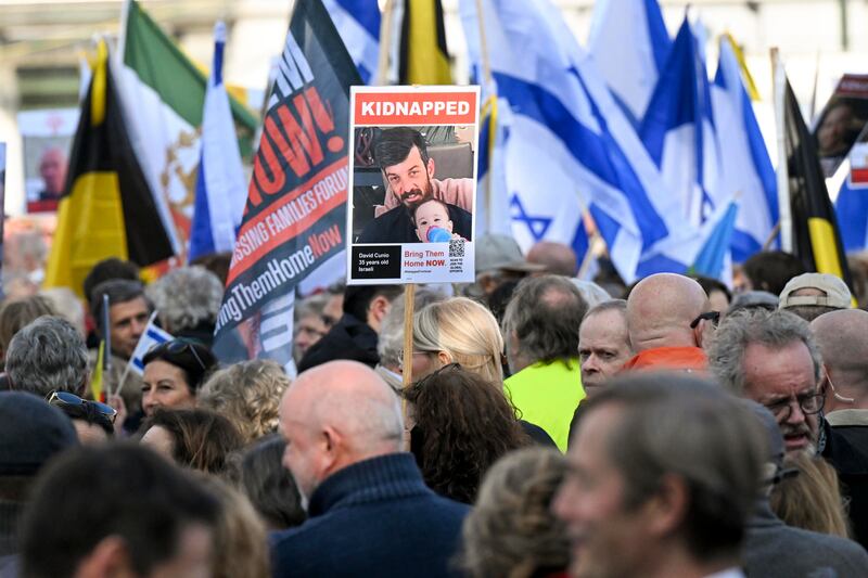 Manifestazione per gli ostaggi di Hamas