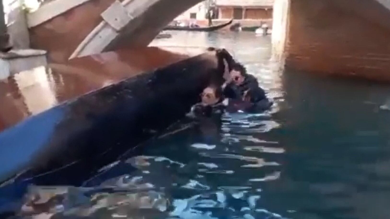 Gondola si ribalta per colpa di una foto, turisti finiscono in acqua a Venezia
