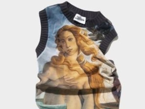 Venere di Botticelli su vestiti di Gaultier. Ira degli Uffizi