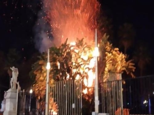 Bruciano gli alberi della villa comunale: si teme che l’incendio sia doloso