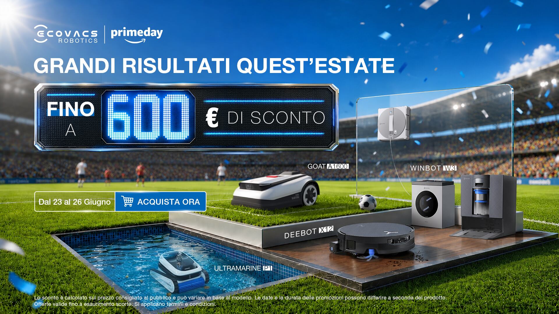 Prime Day Ecovacs, le offerte e gli sconti per robot aspirapolvere, lavavetri, tagliaerba e piscina