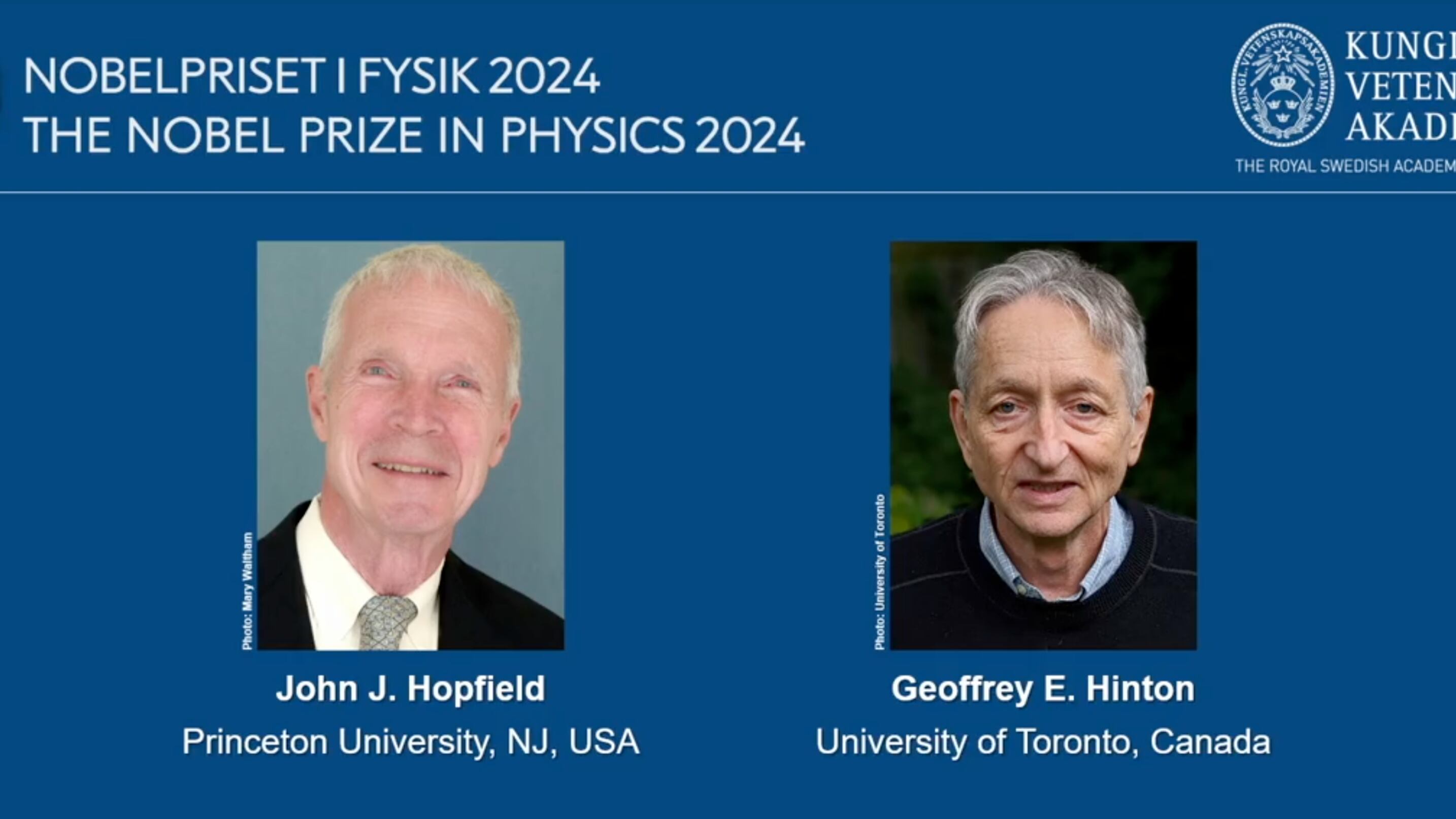 Nobel per la Fisica a Hopfield e Hinton, "padri" dell'intelligenza artificiale