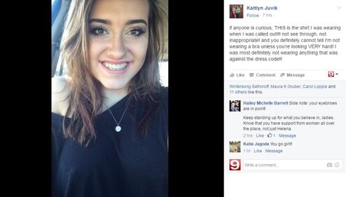 Kaitlyn Juvik, sospesa da scuola perché senza reggiseno 2