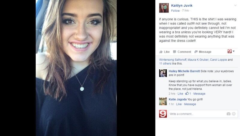 Kaitlyn Juvik, sospesa da scuola perché senza reggiseno 2