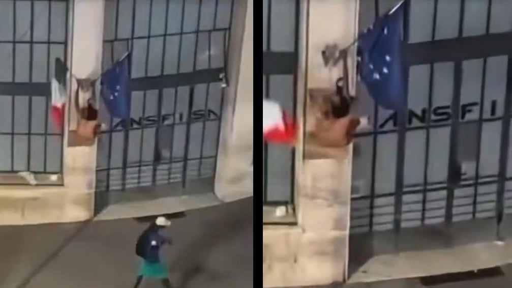 Straniero sputa sul tricolore