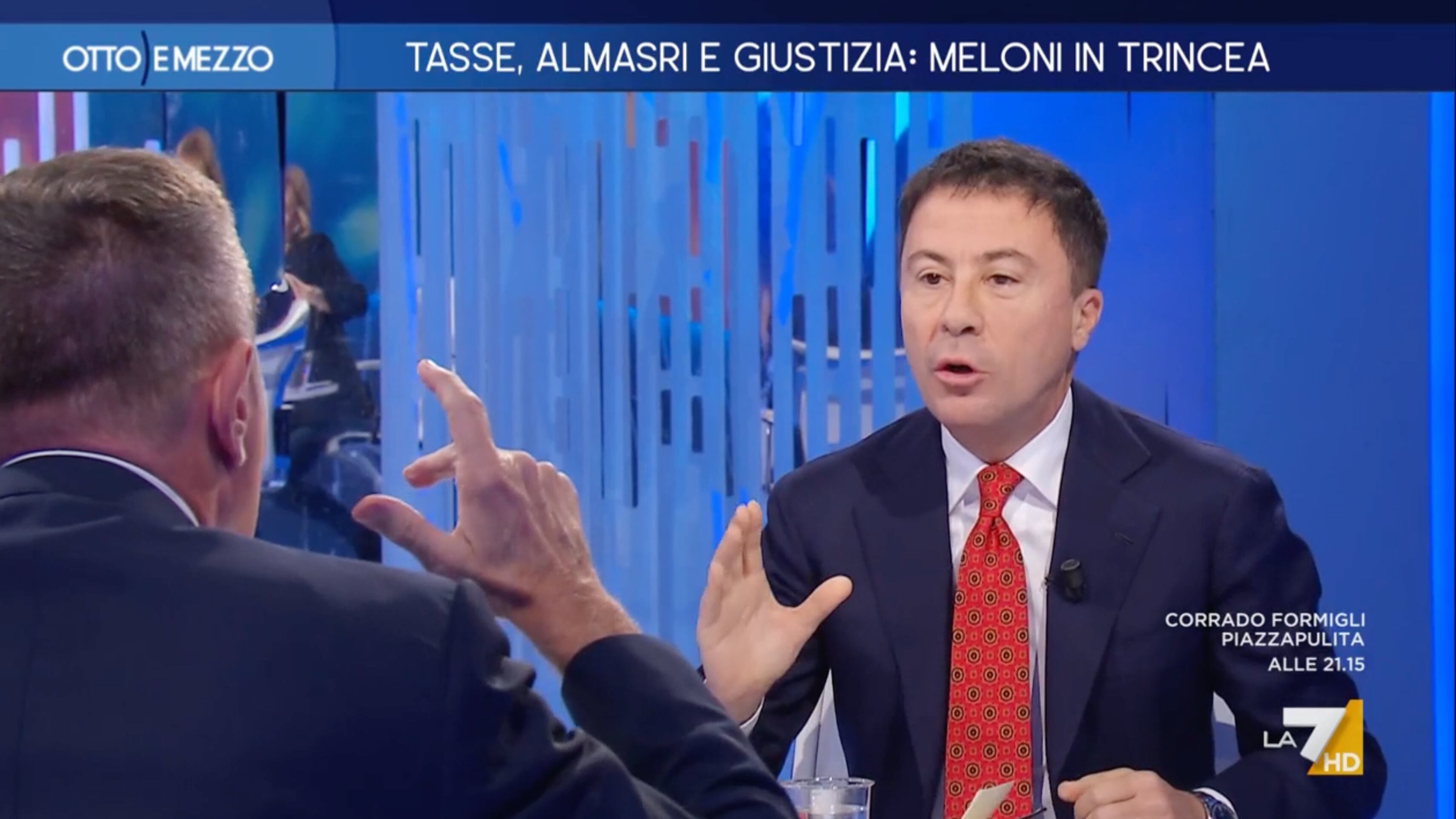 "Date i numeri, la Meloni sta al 31%". Rissa tv tra Bocchino e Giannini: interviene la Gruber