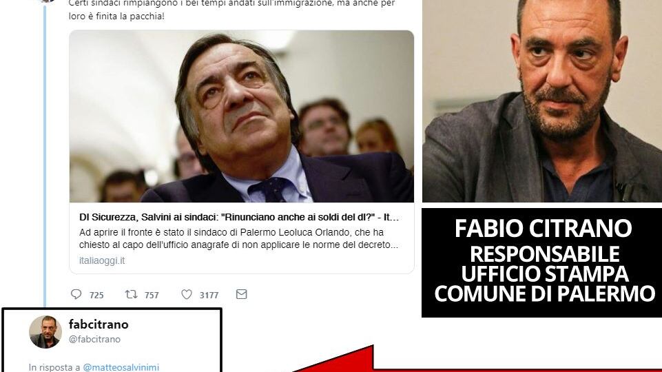 Addetto stampa di Orlando insulta Salvini. Su Twitter scrive: "Suc..."