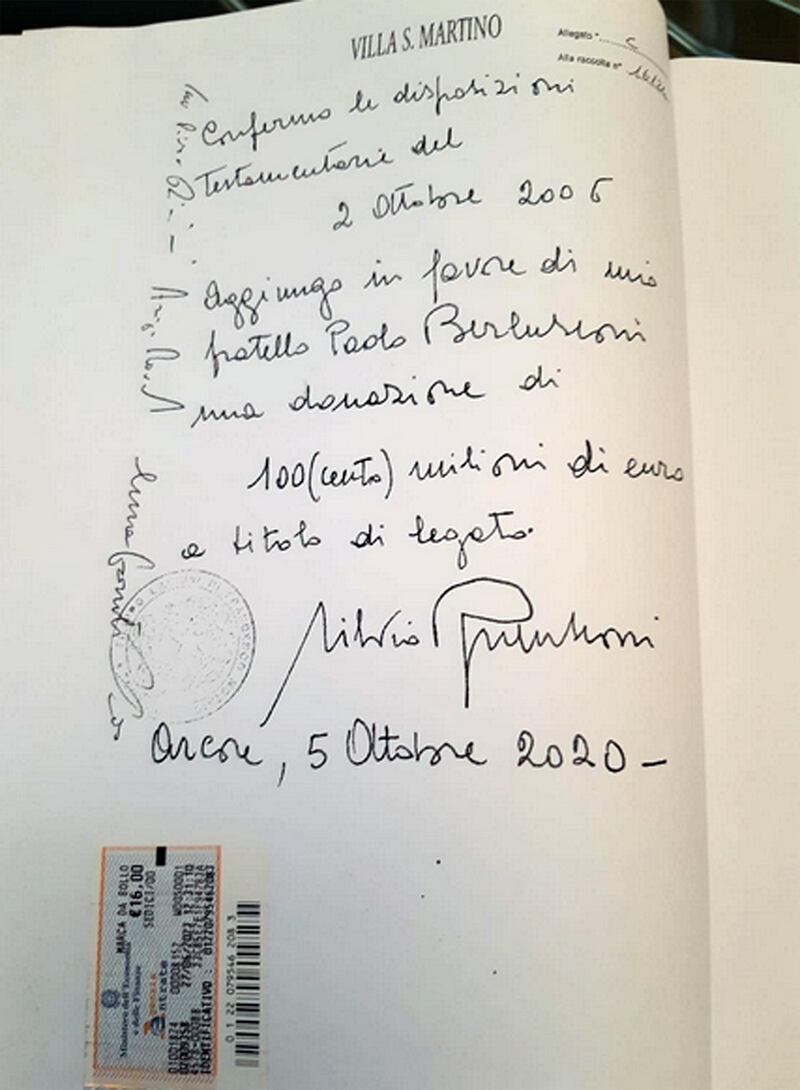 Testamento Berlusconi, gli scritti olografi del Cavaliere 6