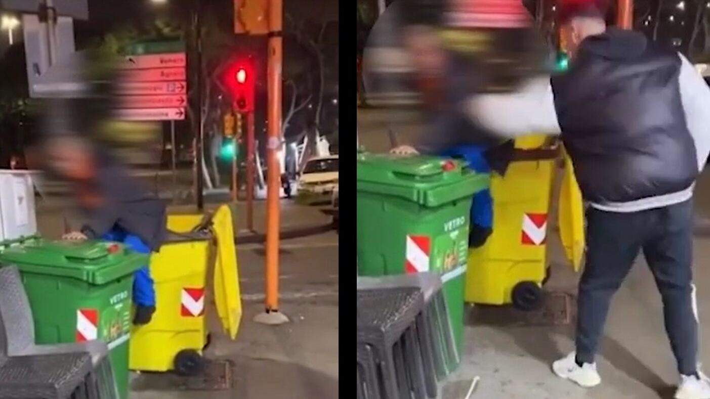 Costringono un uomo a entrare in un cassonetto e lo buttano a terra: il video choc