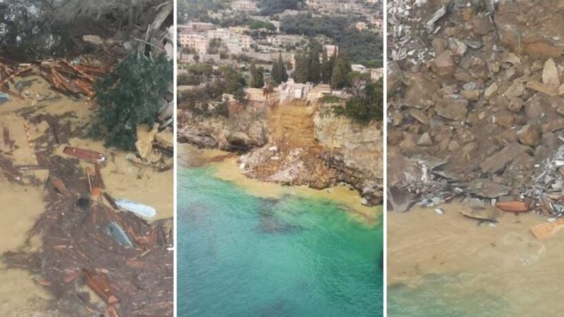 Camogli, cimitero crollato: le salme preda dei gabbiani