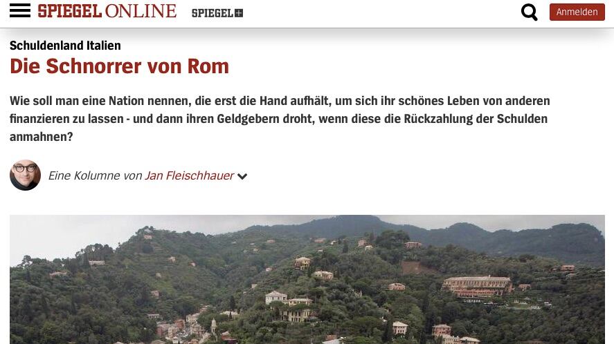 "Italiani scrocconi aggressivi": cittadino querela Der Spiegel