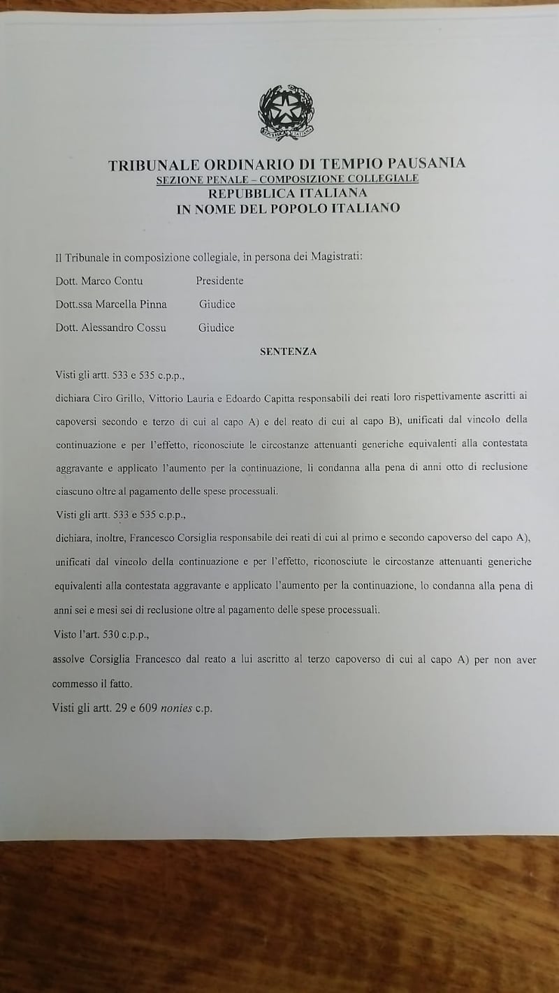 Testo sentenza Grillo jr