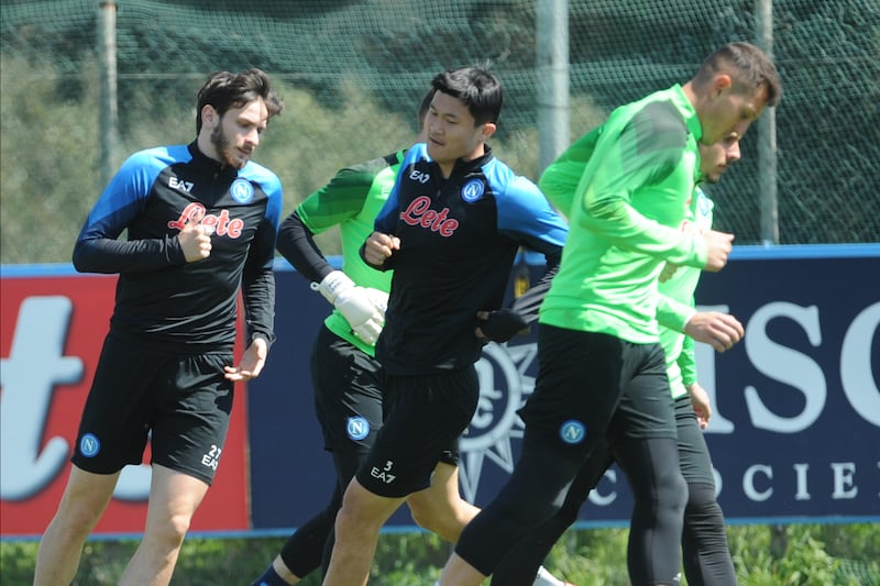 Kvaraskhelia Kim allenamento Napoli Milan