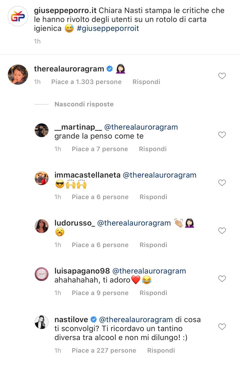 Chiara Nasti contro Aurora Ramazzotti