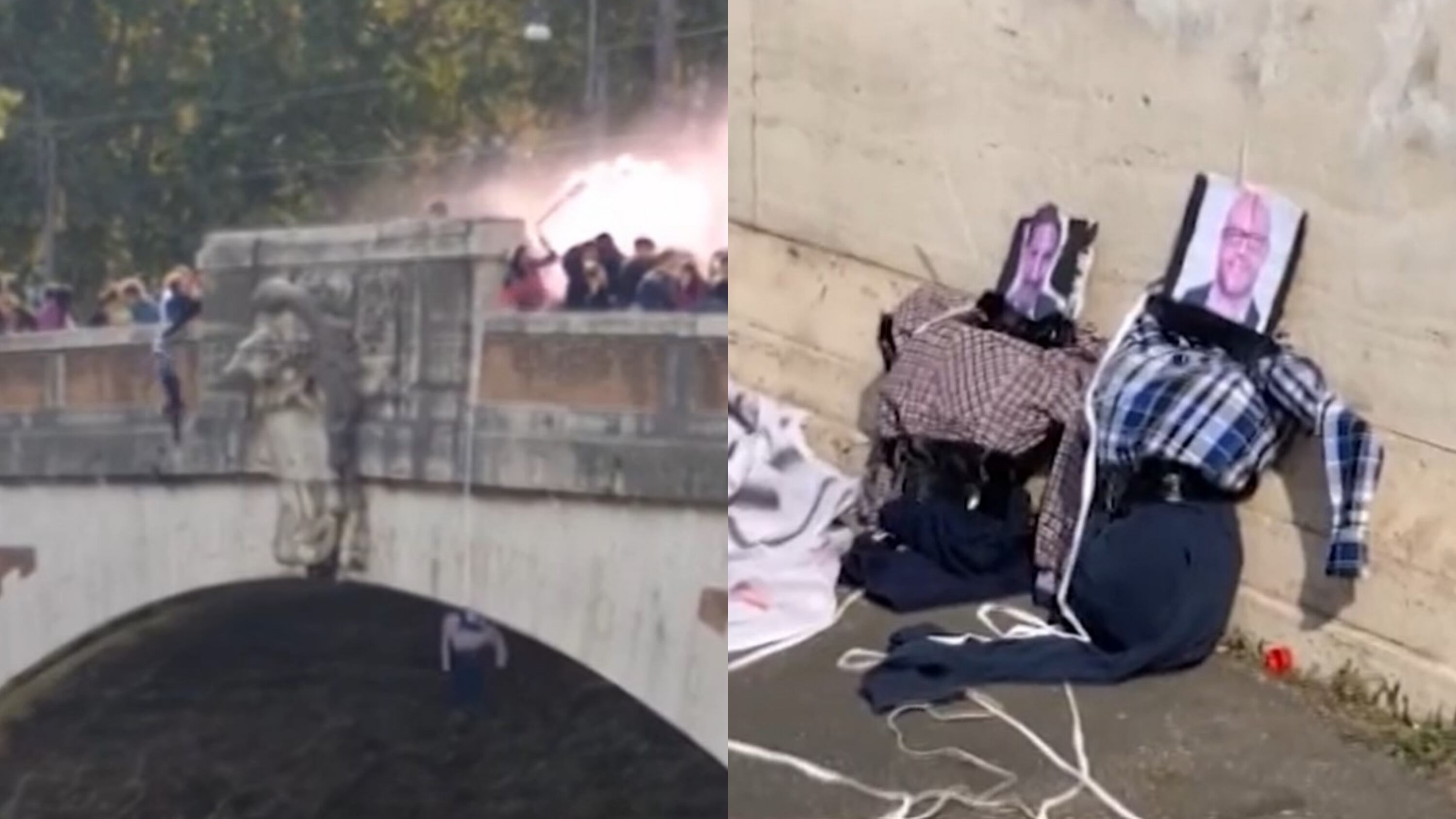Manichini di La Russa e Fontana impiccati: la violenza dei soliti "studenti"