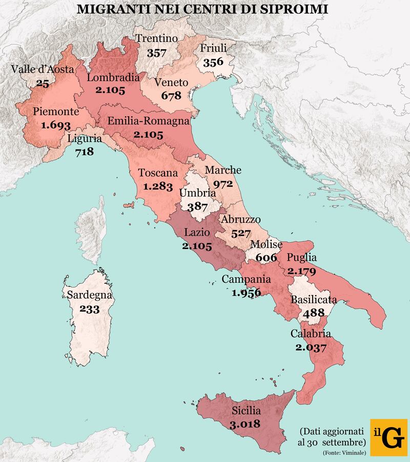 Migranti nei centri di Siproimi - INFOGRAFICA
