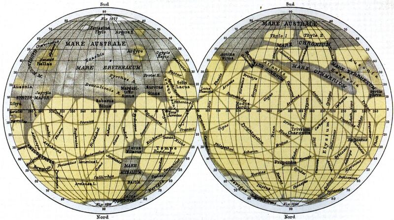 La Mappa di Marte di Giovanni Schiaparelli con i vari canali