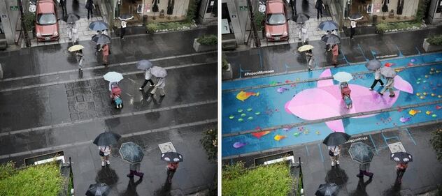 Ecco, Murales anti-tristezza Visibili solo quando piove 1