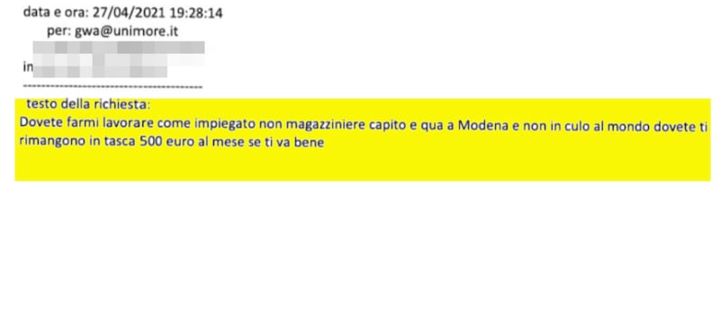 Le email di El Koudri all'università 6