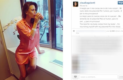 Claudia Galanti, cocktail di placenta post parto 1