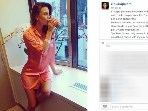 Claudia Galanti, cocktail di placenta post parto