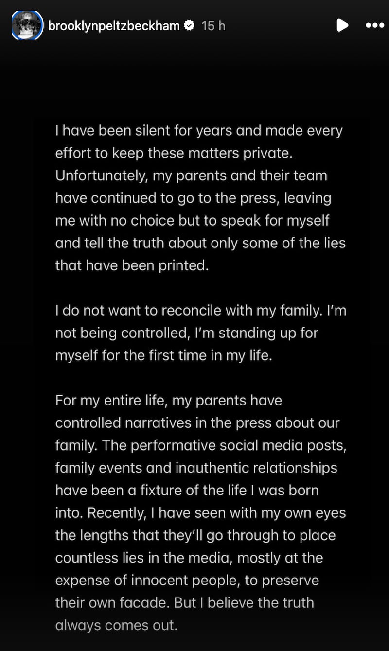 Brooklyn Beckham post
