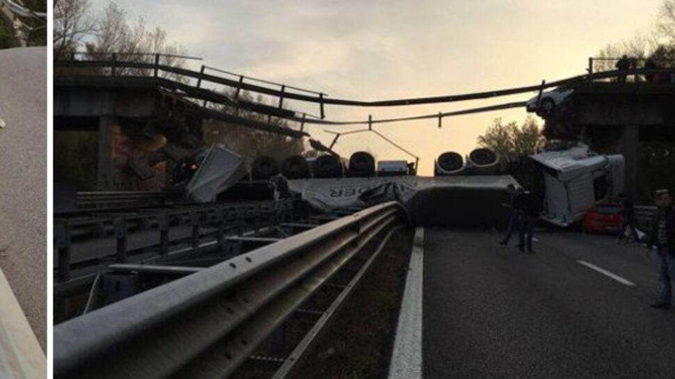 Lecco, crolla il ponte sulla superstrada: tir precipita sulle auto