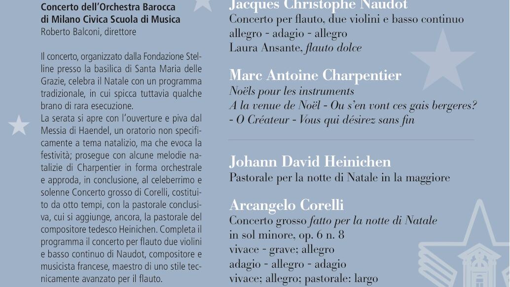 Dalle Stelline alle Grazie, concerto di Natale e mostre