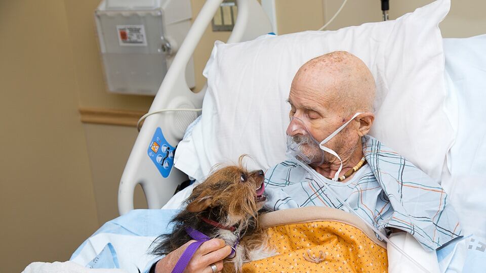 Il veterano in fin di vita abbraccia il suo cane per l'ultima volta
