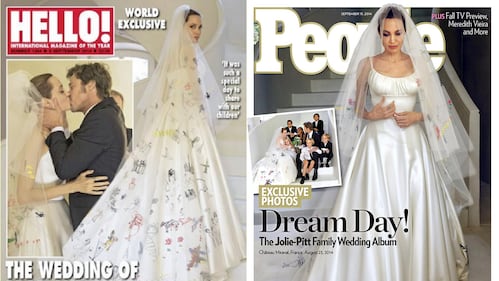 Angelina Jolie in abito da sposa (combo)