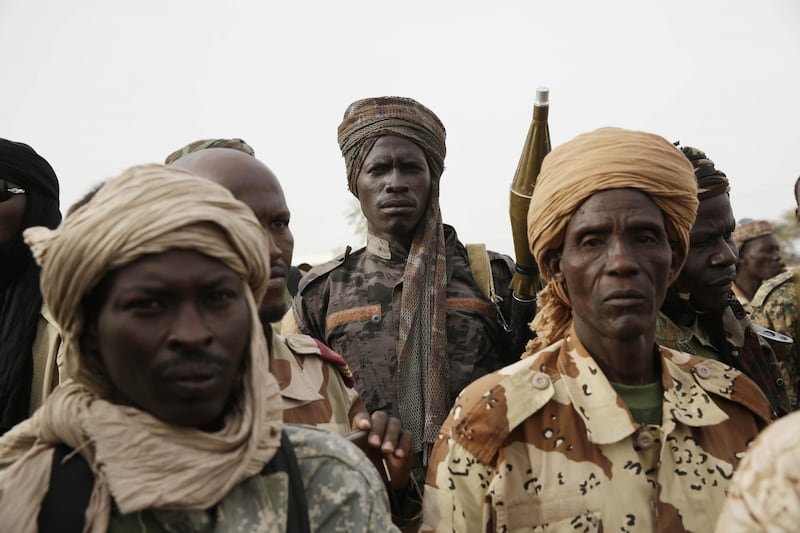 Uomini della coalizione africana a Damasak, dopo la liberazione