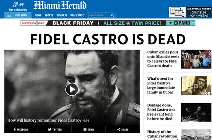 La morte di Castro sui siti di tutto il mondo 2